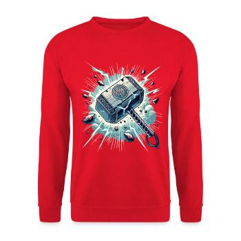 Illustration de la frappe de puissance de Mjolnir - Sweat-shirt Unisexe - rouge - Devant - Alina (178cm) & Michal (187cm)