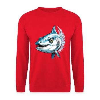 Prédateur bleu agresseur - Sweat-shirt Unisexe - rouge - Devant - Alina (178cm) & Michal (187cm)