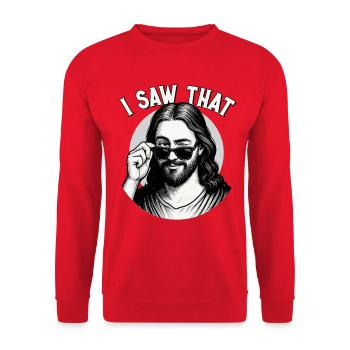 Jésus, j’ai vu cela, Jésus-Christ - Sweat-shirt Unisexe - rouge - Devant - Alina (178cm) & Michal (187cm)