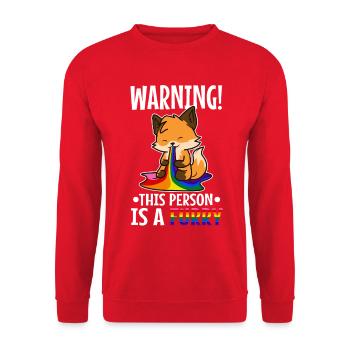 Warning This Person Is A Furry - Unisex Sweatshirt - red - Front - Alina (178cm) & Michal (187cm)