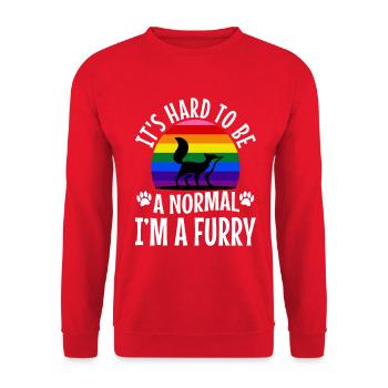 It's Hard To Be A Normal I'm A Furry - Unisex Pullover - Rot - Vorne - Alina (178cm) & Michal (187cm)