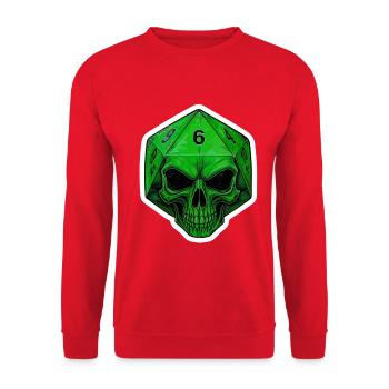 Mystic D20 Cube with Skull – Fantasy - Unisex Sweatshirt - red - Front - Alina (178cm) & Michal (187cm)
