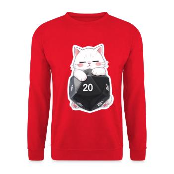 Sleeping Cat Hugging W20 Cube – Cartoon - Unisex Sweatshirt - red - Front - Alina (178cm) & Michal (187cm)