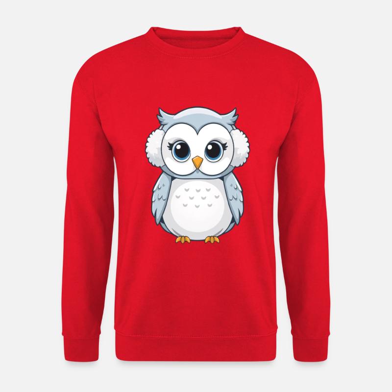 Kuschel Eule mit Ohrenwärmern - Unisex Pullover - Rot