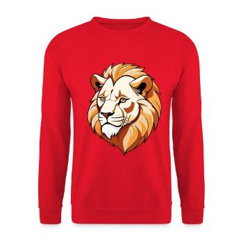 Tête de Lion Dessin Animé Crinière Dorée - Sweat-shirt Unisexe - rouge - Devant - Alina (178cm) & Michal (187cm)
