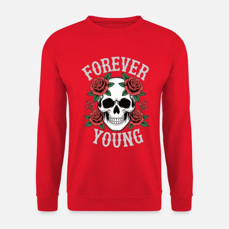 Forever Young Skull Roses - Unisex Sweatshirt - red