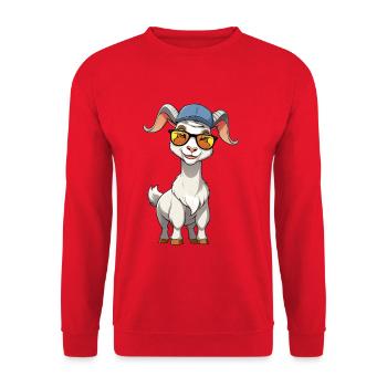 Cap Goat Sunglasses - Unisex Sweatshirt - red - Front - Alina (178cm) & Michal (187cm)