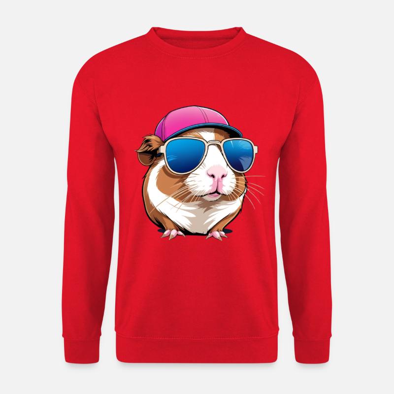 Sonnenbrillen-Hamster mit Cap - Unisex Pullover - Rot