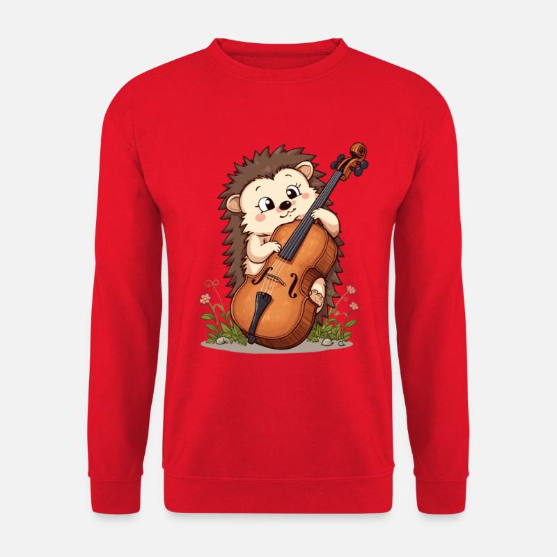 Igel Cello im Blumengarten - Unisex Pullover - Rot