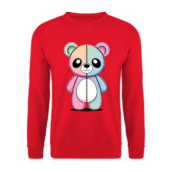 Kawaii Pastel Goth Patched Bear - Sweat-shirt Unisexe - rouge - Devant - Alina (178cm) & Michal (187cm)