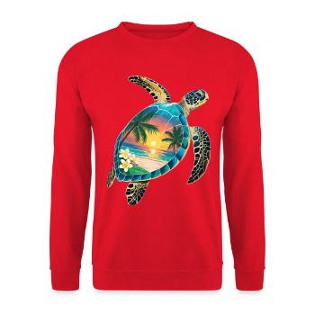 Schildkröte Wellen Surf Turtle Surfer Schildkröten - Unisex Pullover - Rot - Vorne - Alina (178cm) & Michal (187cm)