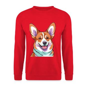 Vivid Corgi Pop Art Portrait - Unisex Sweatshirt - red - Front - Alina (178cm) & Michal (187cm)