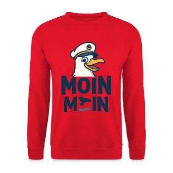 Captain's Gull MOIN MOIN Motif - Unisex Sweatshirt - red - Front - Alina (178cm) & Michal (187cm)