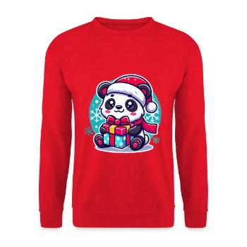 Panda Santa Gift Motif - Unisex Sweatshirt - red - Front - Alina (178cm) & Michal (187cm)