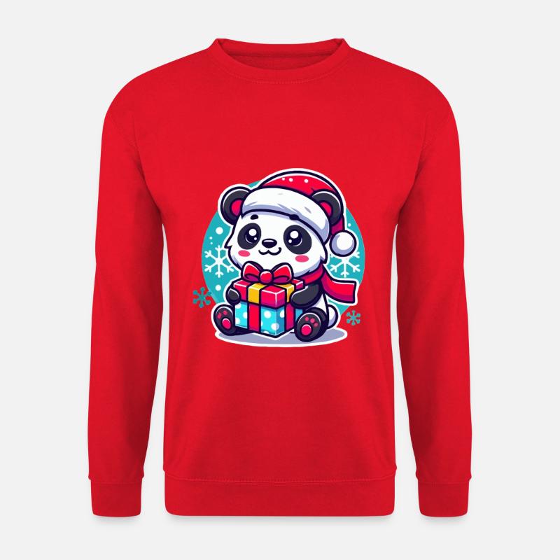 Panda Santa Geschenk Motiv - Unisex Pullover - Rot