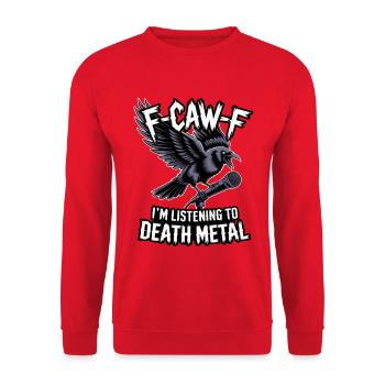 Crow with Microphone – Death Metal - Unisex Sweatshirt - red - Front - Alina (178cm) & Michal (187cm)