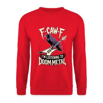 F-Caw-F Doom Metal Raben-Gitarre - Unisex Pullover - Rot - Vorne - Alina (178cm) & Michal (187cm)