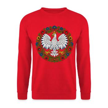 Polish Eagle Folk Art Floral Emblem - Unisex Sweatshirt - red - Front - Alina (178cm) & Michal (187cm)