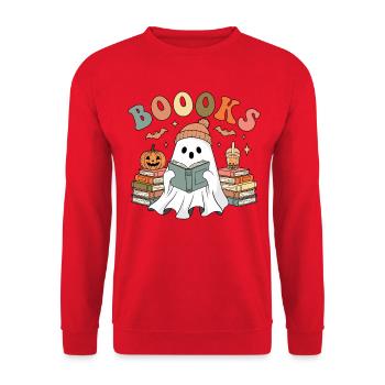 Lecture Fantôme Halloween - Sweat-shirt Unisexe - rouge - Devant - Alina (178cm) & Michal (187cm)