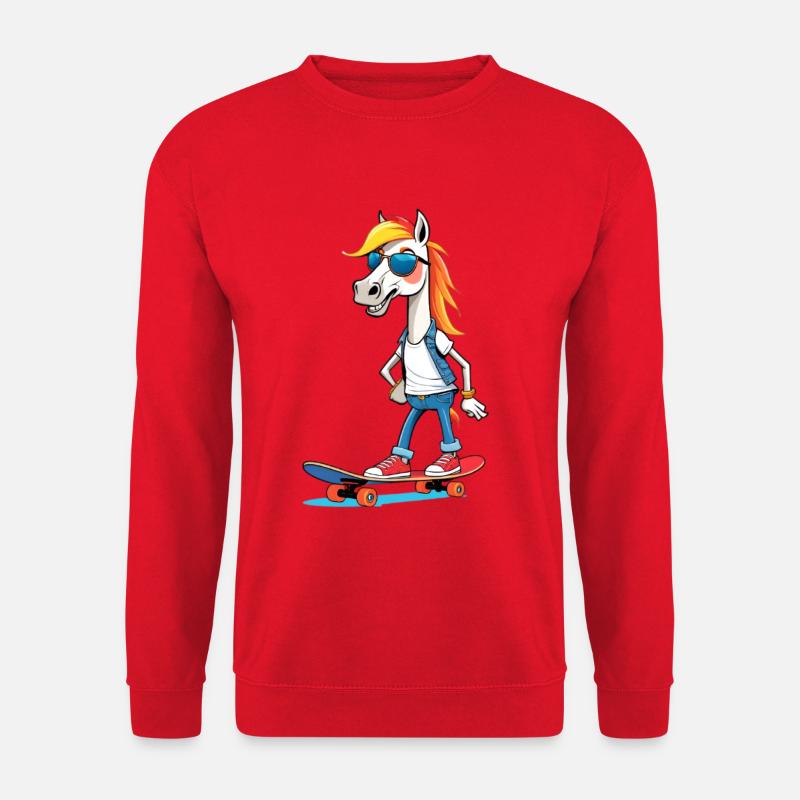 Pony Skateboarder mit Sonnenbrille - Unisex Pullover - Rot