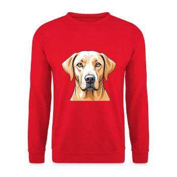 Labrador Kopfbild Illustration - Unisex Pullover - Rot - Vorne - Alina (178cm) & Michal (187cm)