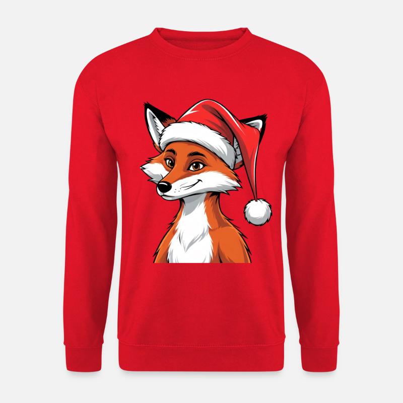Fuchs mit Weihnachtsmütze Cartoon - Unisex Pullover - Rot