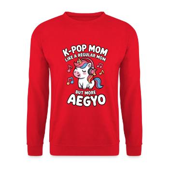 K-Pop Mama Lustig Korea Musik Aegyo - Unisex Pullover - Rot - Vorne - Alina (178cm) & Michal (187cm)