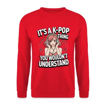 K-Pop Thing Funny Korea Music Anime - Unisex Sweatshirt - red - Front - Alina (178cm) & Michal (187cm)