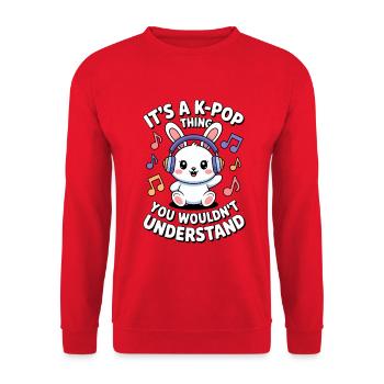 K-Pop Thing Lustig Korea Musik Anime - Unisex Pullover - Rot - Vorne - Alina (178cm) & Michal (187cm)