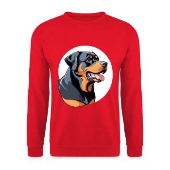 Rottweiler Color Block Portrait - Unisex Sweatshirt - red - Front - Alina (178cm) & Michal (187cm)