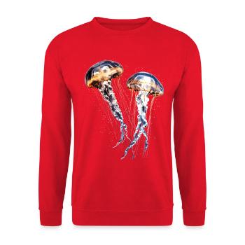 Jellyfish Jellyfish Fire Jellyfish Medusa Cute Jellyfish - Unisex Sweatshirt - red - Front - Alina (178cm) & Michal (187cm)