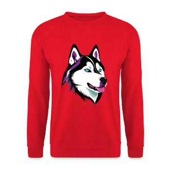Colored Husky Head Portrait - Unisex Sweatshirt - red - Front - Alina (178cm) & Michal (187cm)