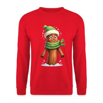 Winterbaumstumpf mit Schal - Unisex Pullover - Rot - Vorne - Alina (178cm) & Michal (187cm)