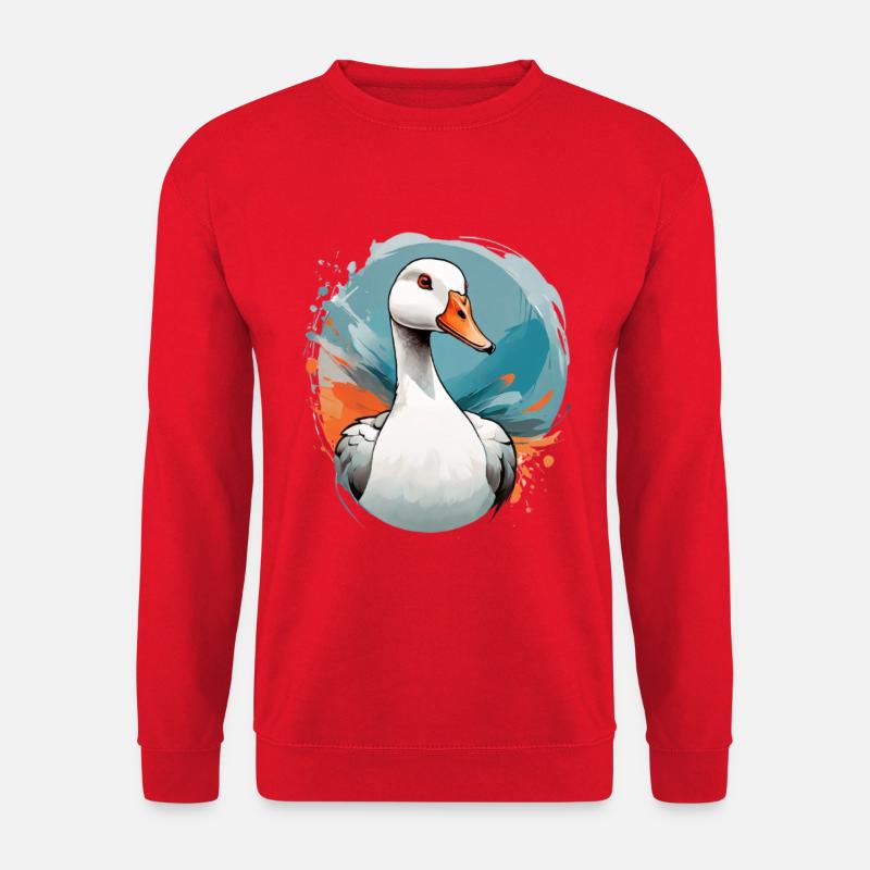 Enterich im Farbwirbel - Unisex Pullover - Rot
