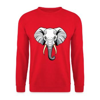 Elefantenkopf Cartoon Stil - Unisex Pullover - Rot - Vorne - Alina (178cm) & Michal (187cm)