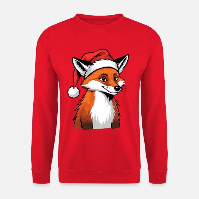 Weihnachtsfuchs mit Santa Hut - Unisex Pullover - Rot