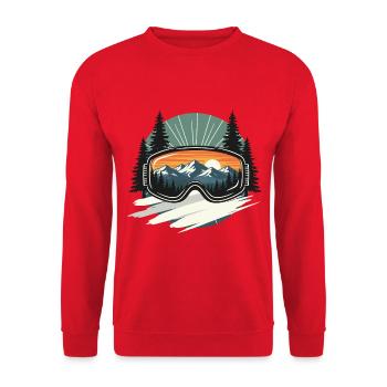 Berglandschaft in der Skibrille - Unisex Pullover - Rot - Vorne - Alina (178cm) & Michal (187cm)