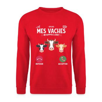 My cows call me farmer and breeding humor - Unisex Sweatshirt - red - Front - Alina (178cm) & Michal (187cm)