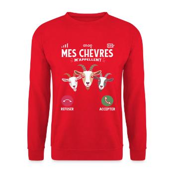 Mes chèvres m’appellent humour fermier et élevage - Sweat-shirt Unisexe - rouge - Devant - Alina (178cm) & Michal (187cm)