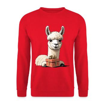 Alpaka mit Geschenkbox - Unisex Pullover - Rot - Vorne - Alina (178cm) & Michal (187cm)