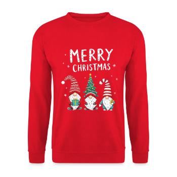 Joyeux Noël Gnome et arbre de Noël - Sweat-shirt Unisexe - rouge - Devant - Alina (178cm) & Michal (187cm)