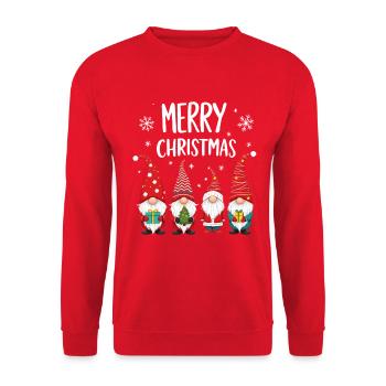 Merry Christmas Gnome Winter Magic - Unisex Sweatshirt - red - Front - Alina (178cm) & Michal (187cm)