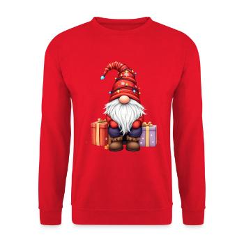 Gnomin de Noël avec guirlandes lumineuses et forfaits - Sweat-shirt Unisexe - rouge - Devant - Alina (178cm) & Michal (187cm)