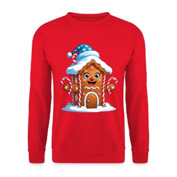 Gingerbread Festhaus Fröhlich - Unisex Pullover - Rot - Vorne - Alina (178cm) & Michal (187cm)