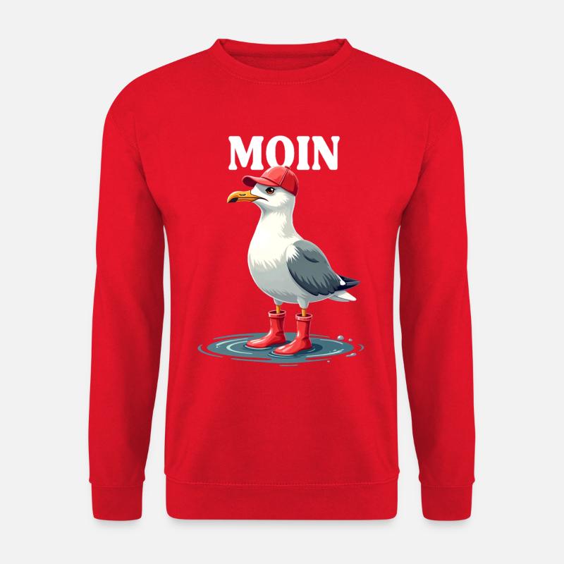 Moin Möwe im Friesen-Look - Unisex Pullover - Rot