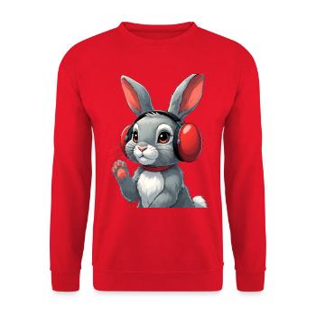 Headphones Bunny Cuddly Bunny - Unisex Sweatshirt - red - Front - Alina (178cm) & Michal (187cm)