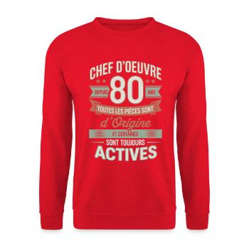 Meisterwerk zum 80-jährigen Jubiläum Humor - Unisex Pullover - Rot - Vorne - Alina (178cm) & Michal (187cm)