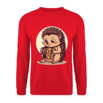 Igel spielt Akkordeon - Unisex Pullover - Rot - Vorne - Alina (178cm) & Michal (187cm)