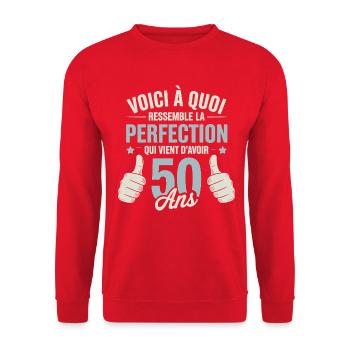 This is what 50-year-old perfection looks like - Unisex Sweatshirt - red - Front - Alina (178cm) & Michal (187cm)
