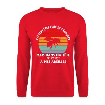 I seem to be listening but I think of the bees - Unisex Sweatshirt - red - Front - Alina (178cm) & Michal (187cm)